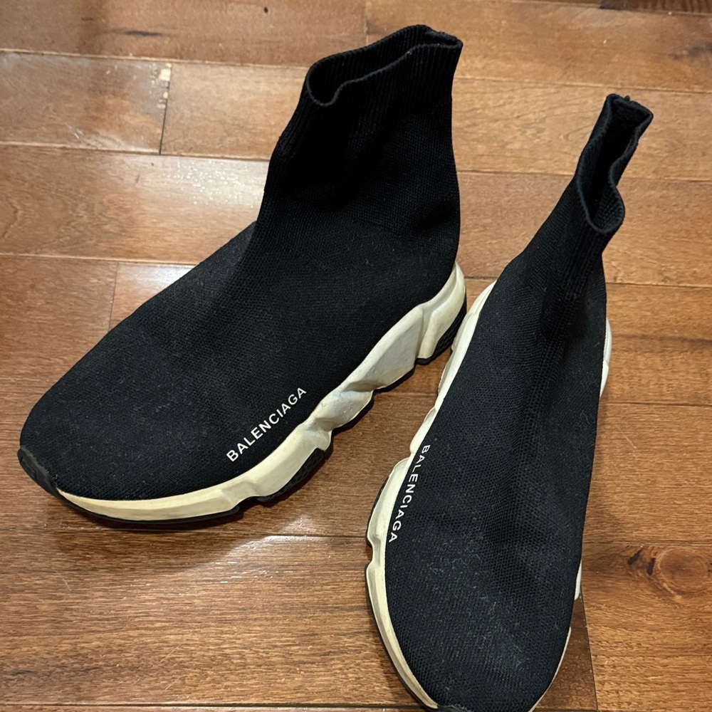 Balenciaga Black Knit High-Top Sneakers